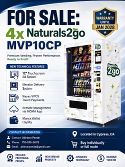 Modern Naturals2go MVP10CP vending machine with warranty