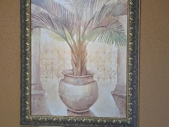 Large Tropical Palm Wall Art – Ornate Black & Gold Frame – 41" x 29.5"