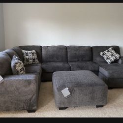 Huge Dark Gray Ballinasloe Modern Comfort Sectional Sofa Couch ✅ Brand New 👍 Showroom Available👌