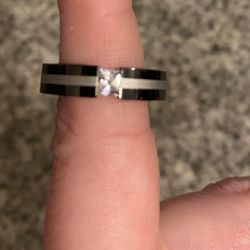 2 Tone Titanium And CZ Ring 