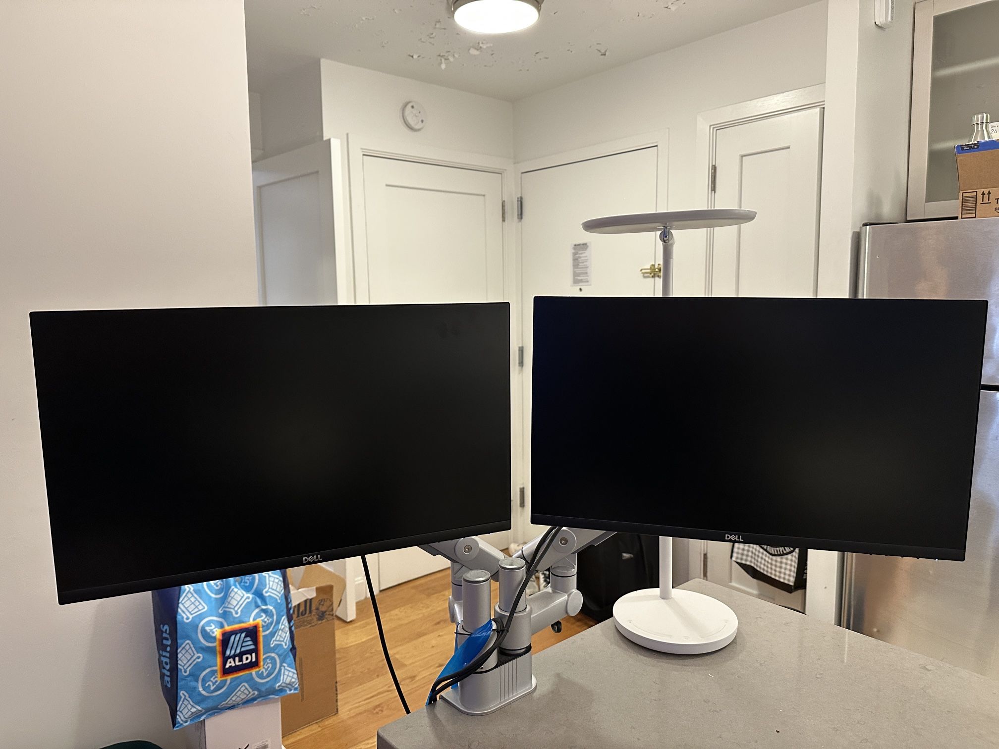 2 - 24 Inch Dell monitors With Fully Adjustable Dual Mount