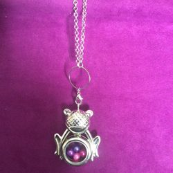 Frog Cage With Chain And three  Akoya Pearls