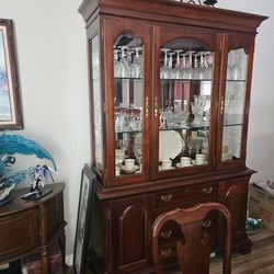 Cherrywood Dinning Room Table And China Hutch