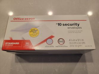 Office Depot #10 Security White Envelopes - for ink or laser printers