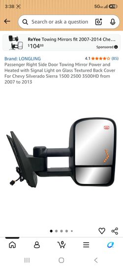 07-13 Silverado chevy heated right side tow mirror