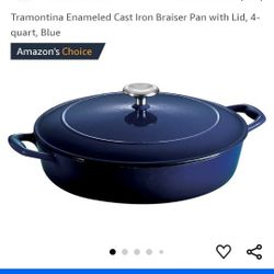 Tramontina Cast Iron Braiser Pan NEW 4 Qt