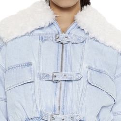 Plus Size Faux Shearling Denim Jacket size 0X