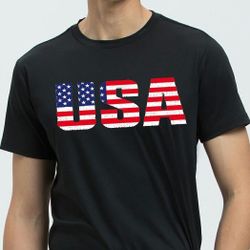 Black T-shirt with USA flag design