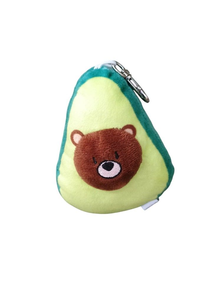 ABC Plush Avocado Keychain with Bear Design Backpack Accessory Stuffed Animal 5in