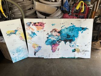 Large 5 piece world map art set