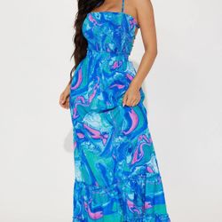 Women Blue Maxi Dress / Vestido De Verano