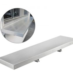 Concession Shelf 48L x 12W Inch Stainless Steel Drop Down Folding Serving Food Shelf Stand Serving for Concession Trailer Serving Window