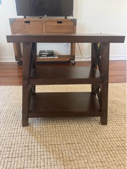 Wooden side table with shelf