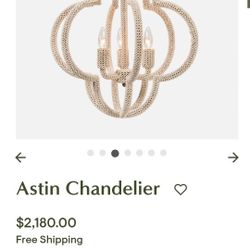 Astin Chandelier.  20” D x 17” High, I bought doesn’t fit in my living room can’t exchange it, paid $2180.