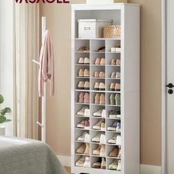 Shoe Storage Cabinet, 10 Tier Shoe Rack Organizer, Holds Up to 30 Pairs of Shoes, for Entryway Bedroom, 12.6 x 24.8 x 73.6 Inches, White ULBS273T14