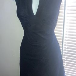 Vintage V Neck Black Dress