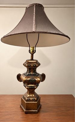 Vintage Ornate Gold Table Lamp with Shade