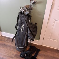 Callaway golf stand bag with Bob Mann Who-Dinni Iron Set Regular Flex Graphite Shaft VTG 8 pieces set