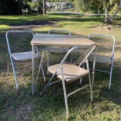 Vintage Card Table And 4 Chairs Light Weight 