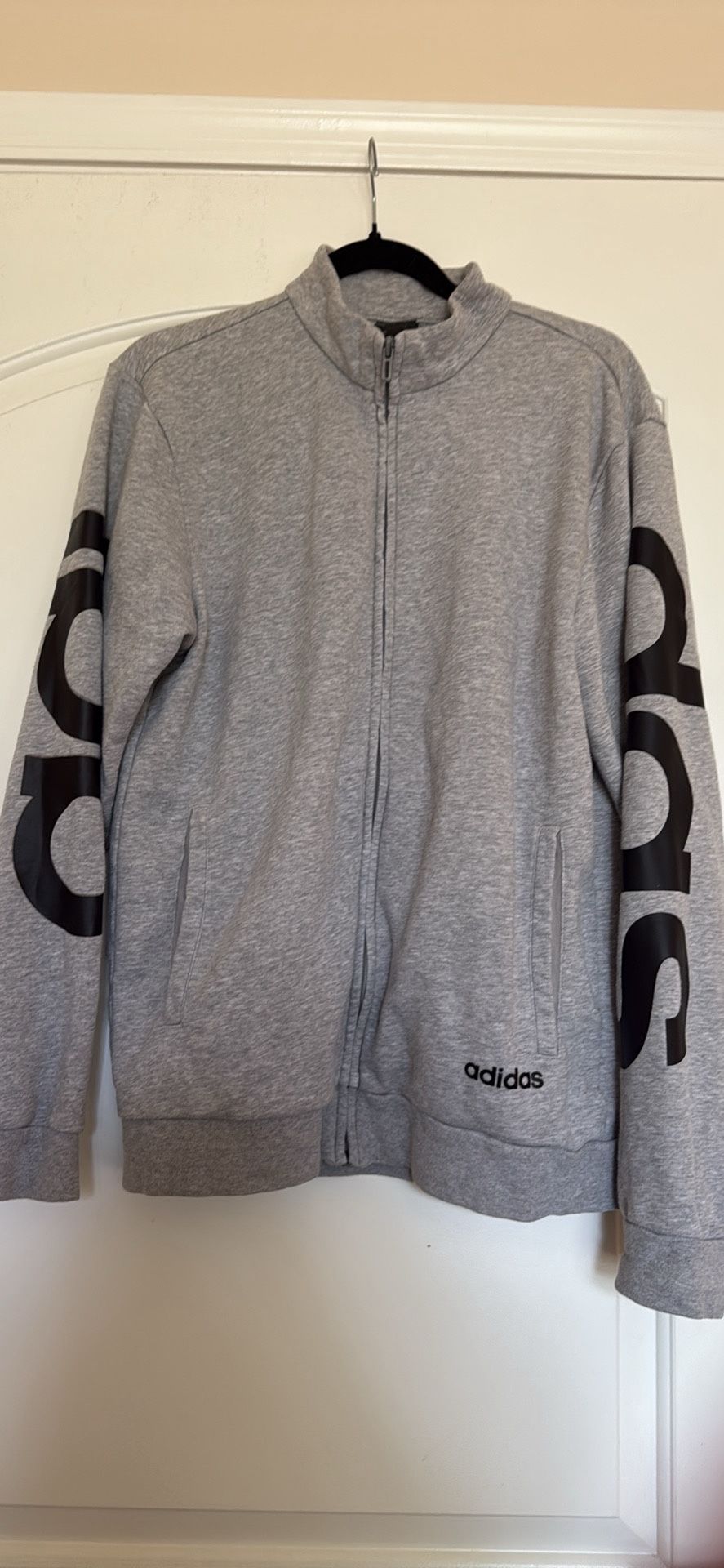 Men’s Adidas Essentials Gray Zip-Up Jacket M