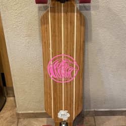 39” White Wave Longboard 9 Ply Bamboo Cruiser Drop Through Aluminum Trucks 