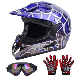 OUMURS DOT Youth Dirt Bike Helmet,Kids ATV Helmets With Gloves Goggles For Youth Boys Girls 5-14 Ages,Four Wheeler Helmet Kids Motocross BMX MX UTV Sn