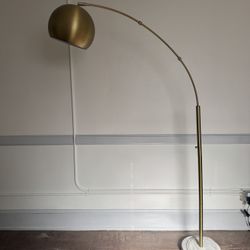 Brass And Stone Base Floor Lamp 