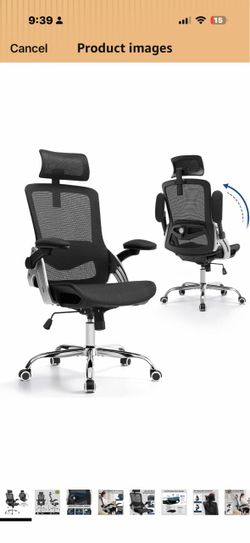 Fizzin Office Chair Mesh Desk Chair with 3D Armrests Computer Chair Ergonomic Office Chair with Adjustable Lumbar Support and Headrest 125° Tilt and W