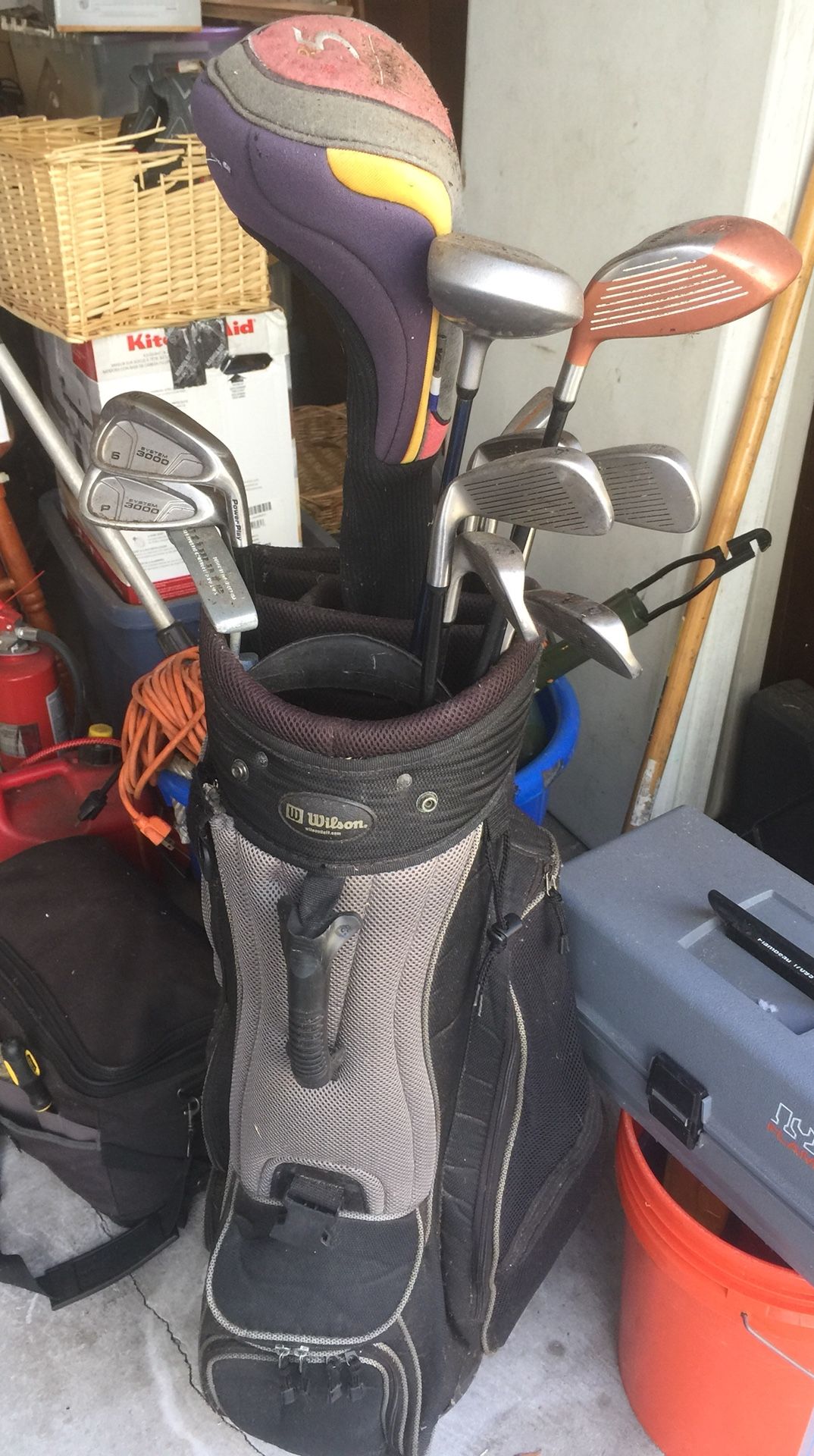 Golf clubs and bag