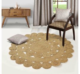 GRUHUM-4ft Round Handmade Jute Rug