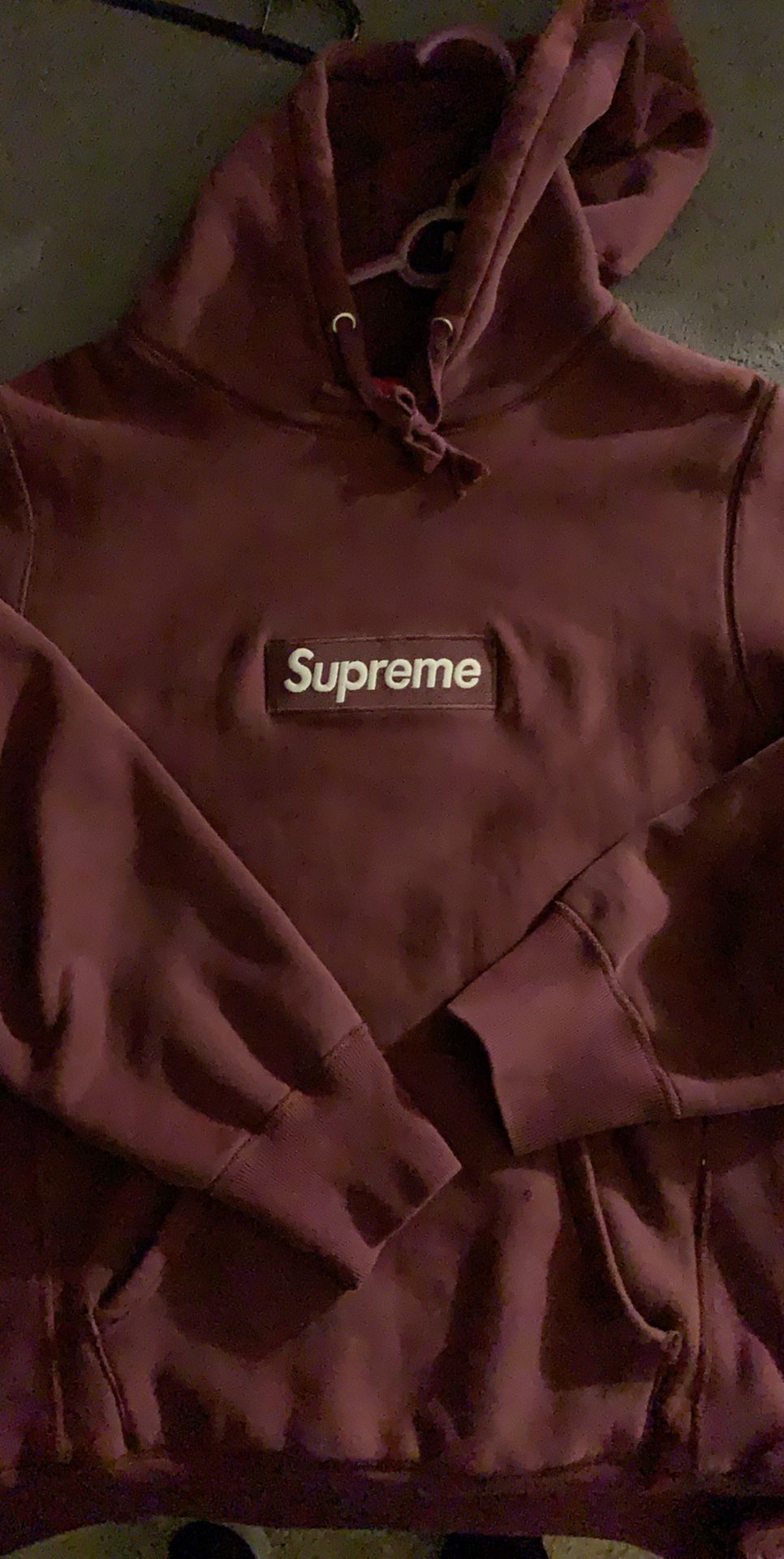 Maroon supreme box logo hoodie