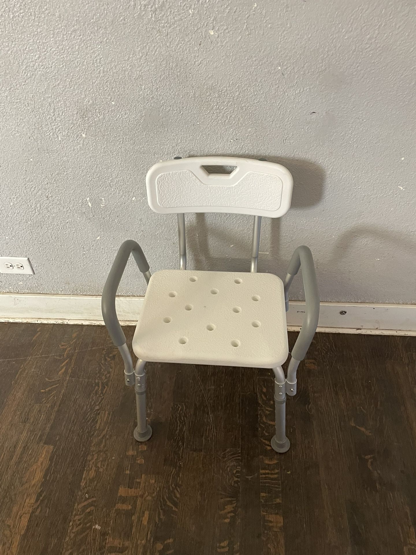 Shower Chair with Back and Padded Arms, Adjustable Height Bath Stool with Nonslip Feet