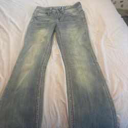 womens low rise red stitched pants (size 26)