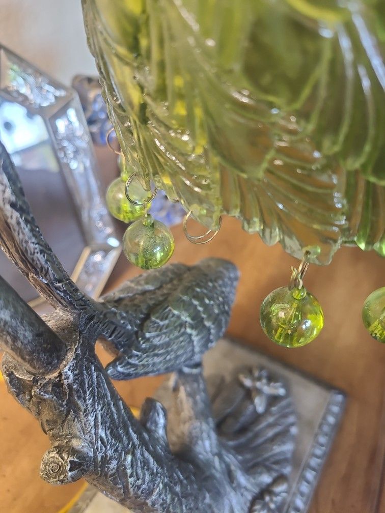 "Lamp Clearance" 2 Vintage Art Deco Parot Lamps With Green Glass Shades