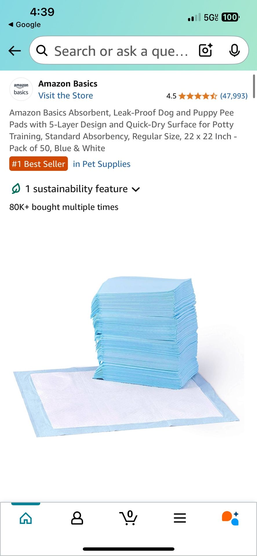 1 Brand New Boxes Of Regular Sized 50 Pack Amazon Basics Puppy Training Pads