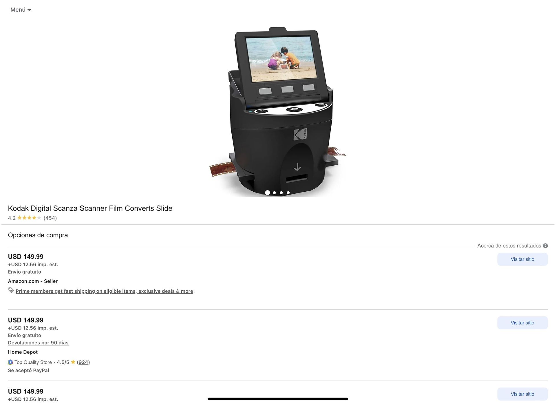 Kodak Digital Scanza Scanner Film Converts Slide