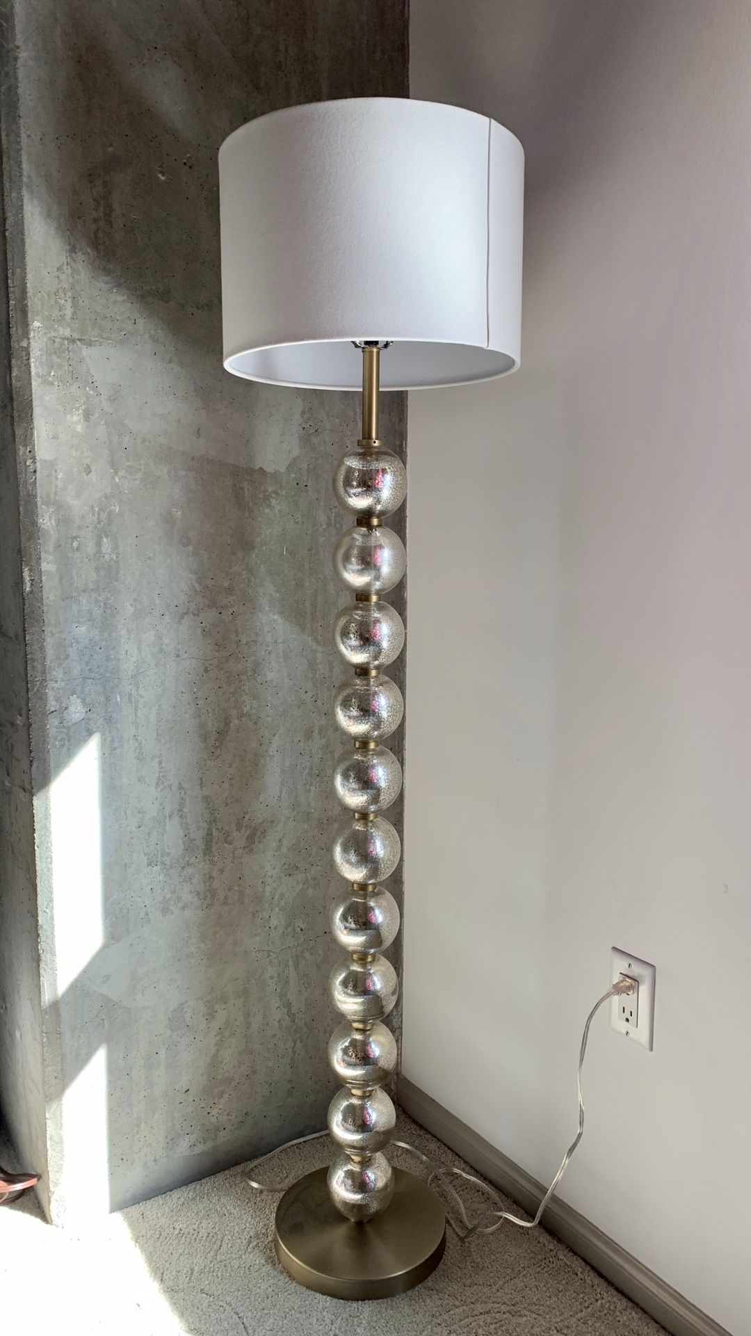 Mercury Glass Stacked Ball Floor Lamp Brass