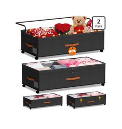 2-Pack Under Bed Storage with Wheels