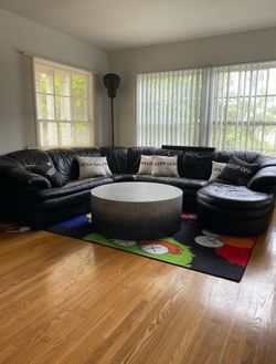 Black Sectional Couch - Leather