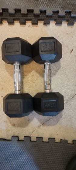 rubber hex dumbbells 25lb