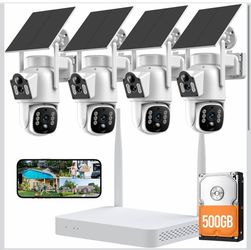 Camcamp Solar Security Cameras Wireless Outdoor, Dual-Lens Camera System