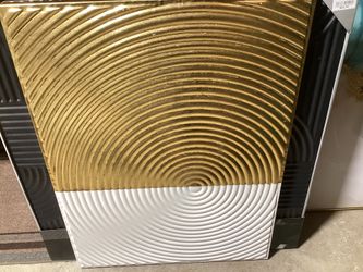 modern gold and white textured wall art panel