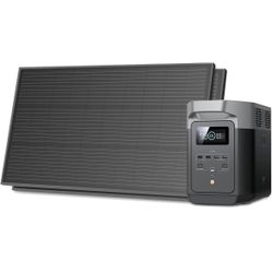 EF ECOFLOW Solar Generators, DELTA 2 Portable Power Station with 2PCS 100W 12V Solar Panels, 1024Wh LFP Battery, Fast Charging, Power Station for Home