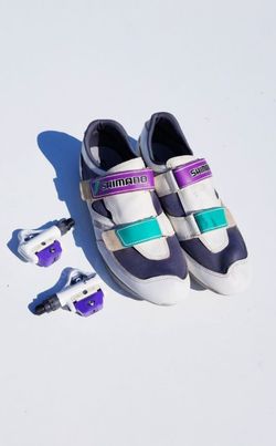 Women Shimano Shoes 45 1/2 + Clipless Road Pedals