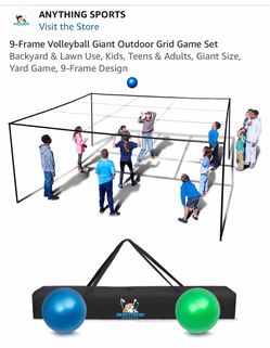 Brand new unopened Anything Sports 9-Frame Giant Outdoor Volleyball Grid Game Set