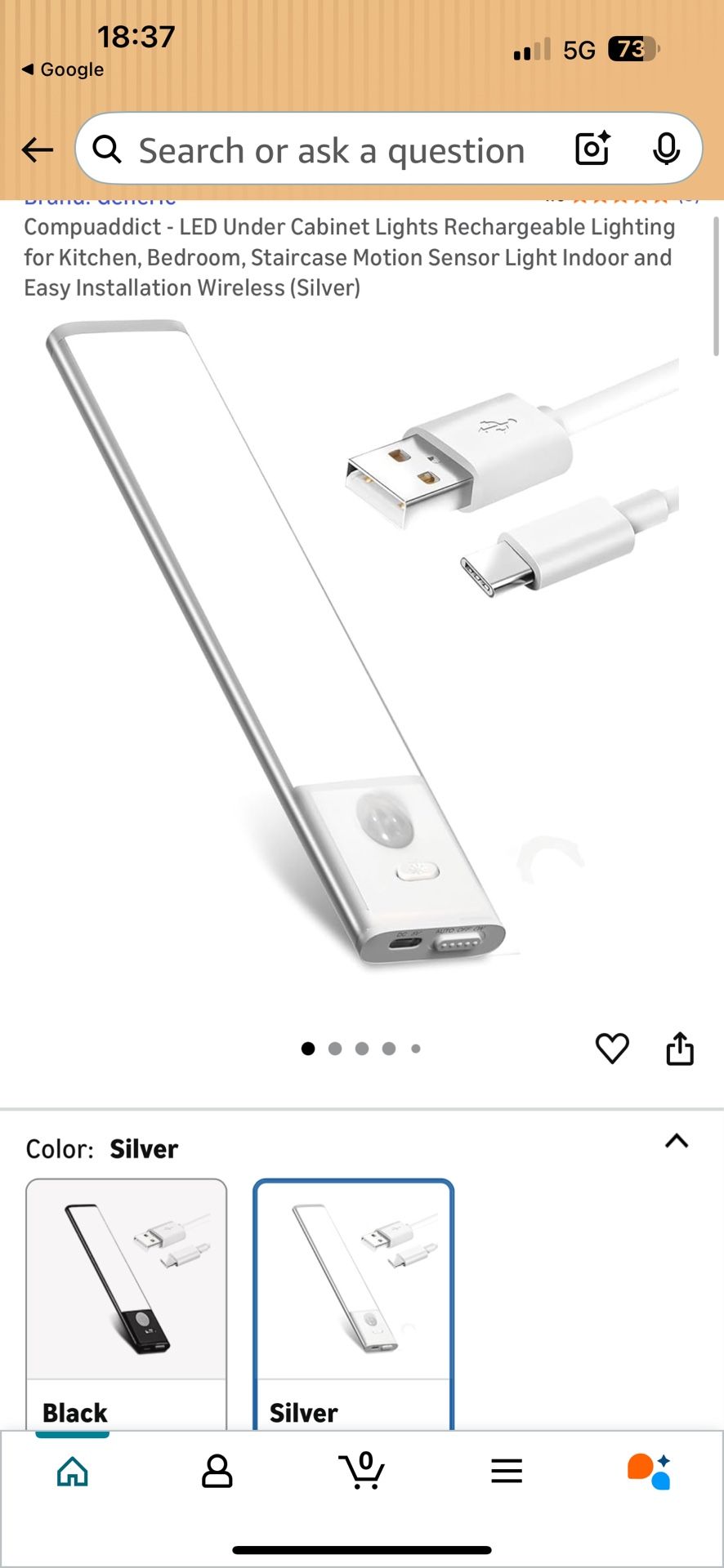 Compuaddict - LED Under Cabinet Lights Rechargeable Lighting for Kitchen, Bedroom, Staircase Motion Sensor Light Indoor and Easy Installation Wireless
