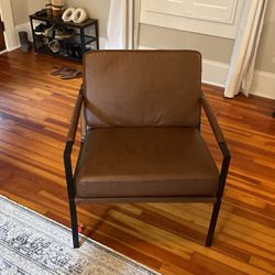 Brown Leather Accent Chair 