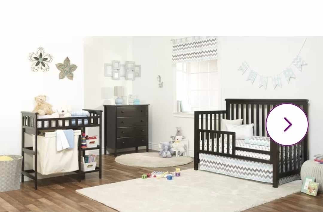 BRAND NEW Brown Convertible Crib Full Room Set