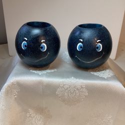 Set Of Two Vintage Halloween Ghouls Tea Light Holders