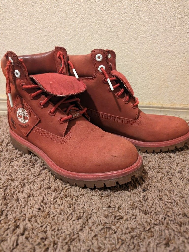 Red Timberland Boots Size 9